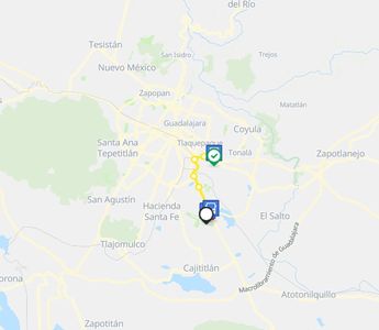 Ruta del Aeropuerto de Guadalajara a la Nueva Central de Autobuses. | Imagen de Moovit