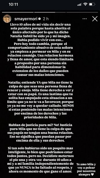 Sergio Mayer Mori alega que la relación con su hija se ha ido deteriorando por culpa de Natalia Subtil.