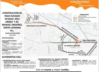 Cierres viales en Santa Catarina por construcción de mega puente | Cortesía