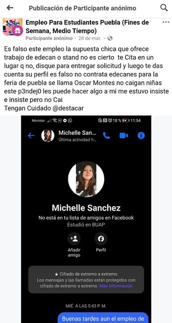 El perfil reclutador bajo el nombre de Michelle Sanchez resulta ser en realidad un hombre / Especial