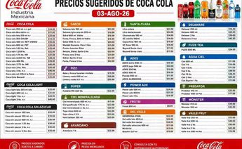Precio sugerido de productos de Coca Cola | Redes sociales