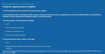 Documentos e información de registro para la Beca BBVA