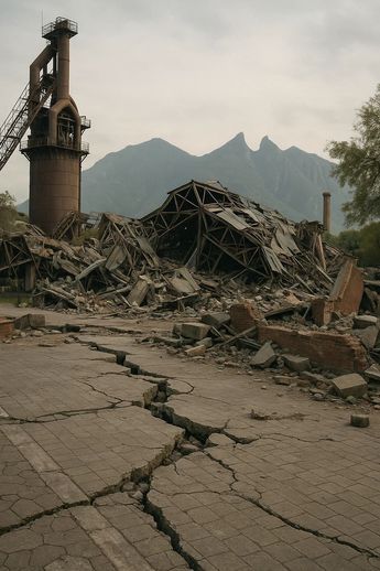 Las grandes estructuras de acero y los hornos de Parque Fundidora podrían sufrir daños severos (Chat GPT)