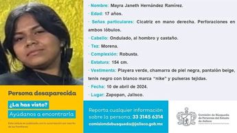 Ficha de desaparecia de Mayra Janeth/ Especial