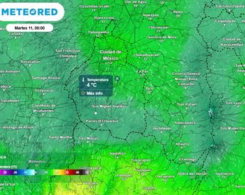 En puntos elevados de Cuajimalpa, sur de Alvaro Obregón, Tlalpan y La Magdalena Contreras la temperatura podrá descender hasta los 4 °C / Meteored