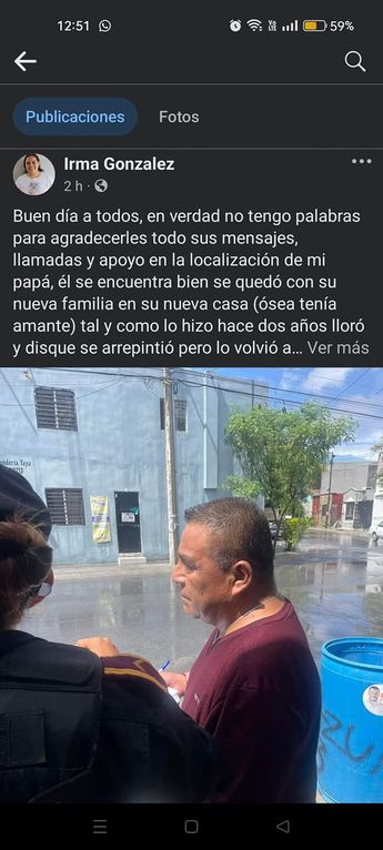 Hija publica que su papá ya fue localizado / Especial