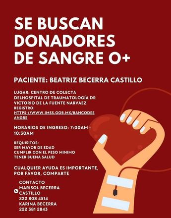 Datos de donación para la poblana Beatriz Becerra Castillo / Redes sociales