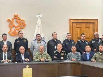 El secretario de Seguridad Pública de Nuevo León, Gerardo Escamilla ofreció una rueda de prensa sobre el aseguramiento del municipio de Rayones. |
