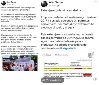 Antes de desaparecer, Alex Serna hizo algunas críticas hacia la contaminación de un extranjero / Facebook: Alex Serna