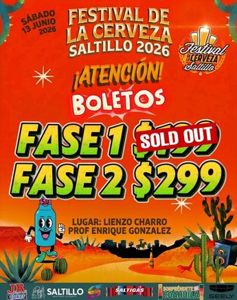 El Festival de la Cerveza Saltillo 2026 ofrecerá música en vivo y acceso accesible para distintos públicos. | FB: Festival de la Cerveza
