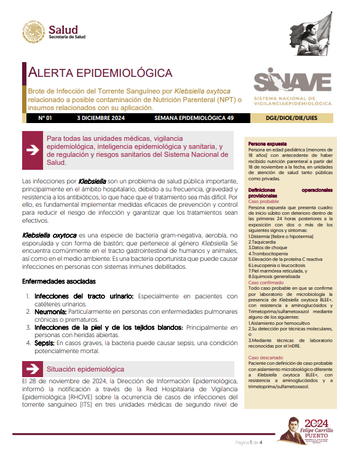 Comunicado por el brote de la bacteria Klebsiella oxytoca / Especial