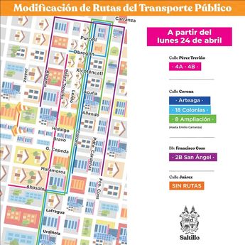 Modificación en rutas de transporte.