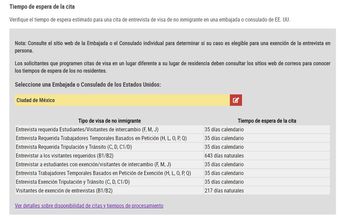 Herramienta para consultar el tiempo de espera para una entrevista en el Consulado de Estados Unidos. | Especial