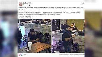 Publicación de Facebook sobre restaurante que busca a joven para darle aguinaldo que olvidó.| Especial