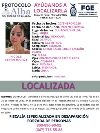 La Nicolette fue encontrada con vida este sábado 24 de enero. | Foto Especial