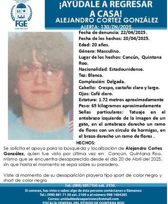 Ficha de búsqueda de la Fiscalía de Quintana Roo. | Especial