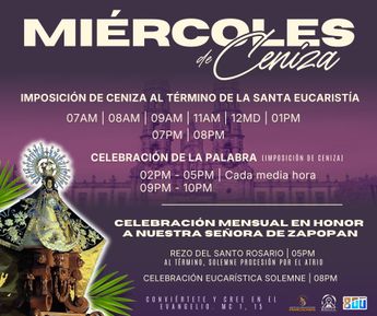 El Miércoles de Ceniza coincide con la celebración mensual en honor a Nuestra Señora de Zapopan. | Facebook Basílica de Zapopan