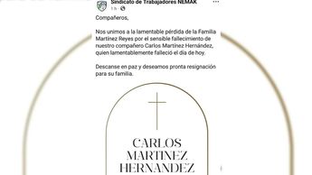 El Sindicato de Trabajadores de Nemak lamentó el fallecimiento del hombre. | Especial