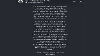 Publicación de Miguel Flores sobre fallo del TEPJF por la alcaldía de Monterrey | Especial