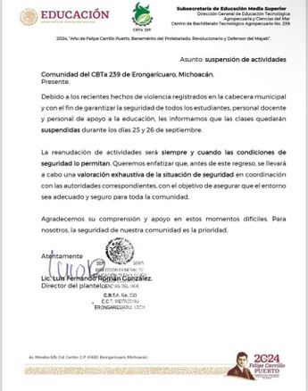 Comunicado del CBTa no. 239 | Especial