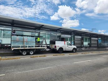 Construcción de baños en estación Alpha del servicio de RUTA en Puebla / Leslie Mora