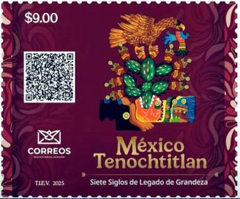 El timbre postal muestra la emblemática águila posada sobre un nopal, devorando una serpiente | X: @Jualicra