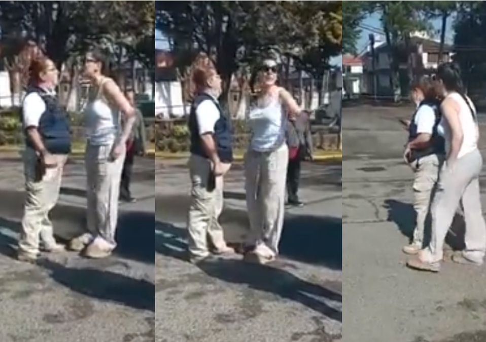 Lady escupitajo agrede a guardia de seguridad /Captura de pantalla