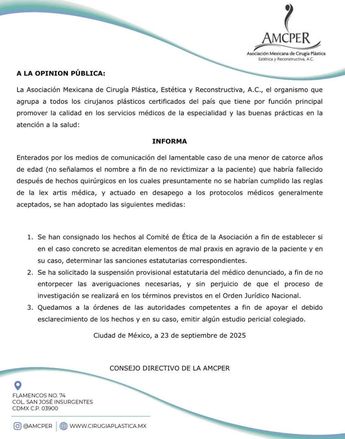 Comunicado de la AMCPER