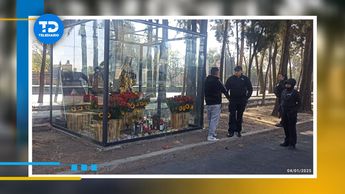 Elementos de la Secretaría de Seguridad Ciudadana (SSC) retiraron el altar del camellón / Telediario