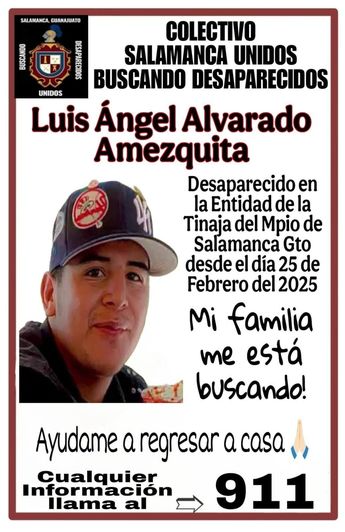Ficha de Luis Ángel Alvarado privado de su libertad en la colonia La Tinaja