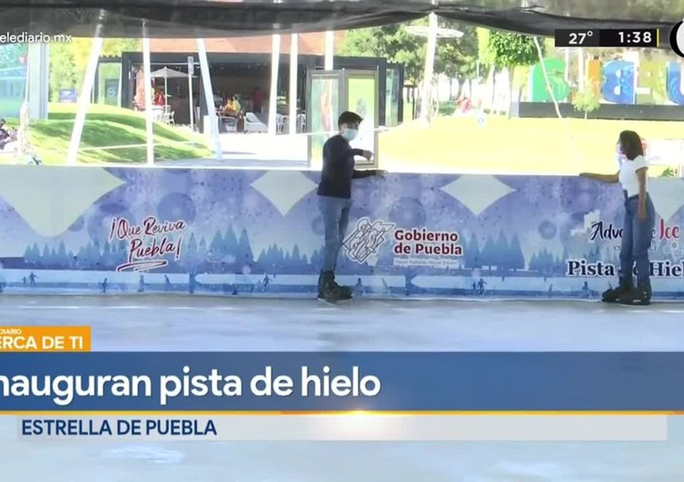 Abren pista de hielo junto a la Estrella de Puebla