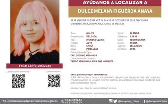 Dulce Melany Figueroa Anaya tiene un tatuaje en la cara interna del antebrazo y una perforación de aro en la nariz | X: @busqueda_cdmx