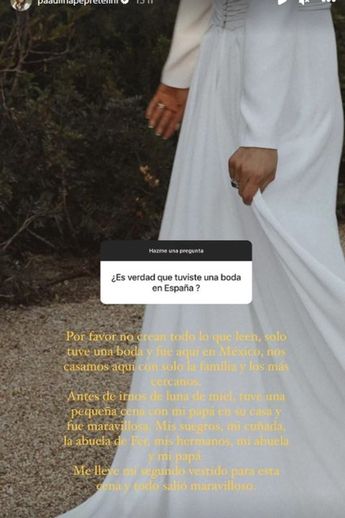 Paulina Peña compartió en sus redes sociales algunos detalles sobre su boda con Fernando Tena.