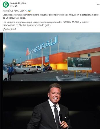 Fans de Luis Miguel se organizan para escuchar su concierto en estacionamiento de Chedraui / Cortesía