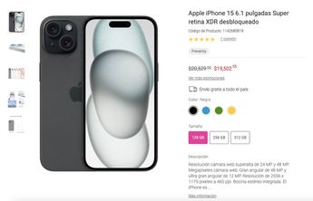 Precio de iPhone 15 en Liverpool. | Especial
