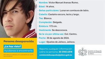 Victor Manuel, menor desaparecido en Ojuelos