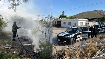 Bomberos y Protección Civil sofocaron un incendio en Prolongación Pino Suárez, Lerdo, evitando que las llamas se extendieran a viviendas cercanas
