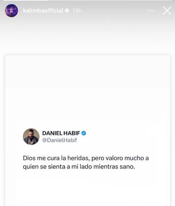 Kalimba comparte mensaje en sus redes sociales.