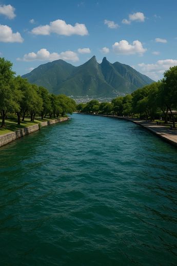 La Macroplaza y el Parque Fundidora no estarían conectados por una vía de agua planificada; estarían separados por un elemento geográfico (Sora IA)