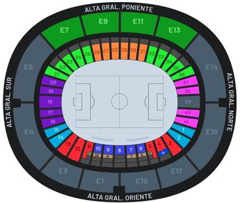 Mapa de zonas del Estadio Jalisco para Atlas vs Monterrey | Fanki