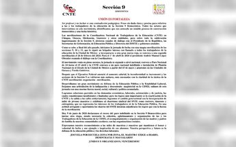 Comunicado del trabajadores de la CNTE 9 de Junio./Cortesía