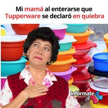 Doña lucha triste por la bancarrota de Tupperware / redes sociales