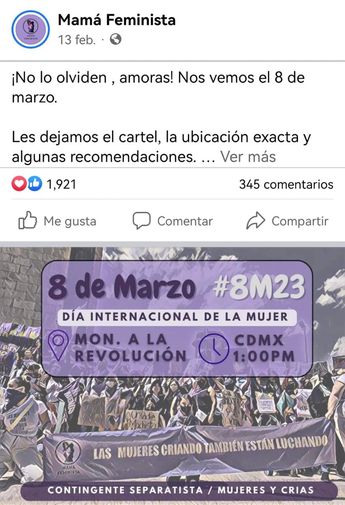 Convocatoria 8m mamá feminista