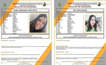 Fichas de bíusqueda de Rita y María, miembros de una familia poblana desaparecida en Nuevo León / Cortesía