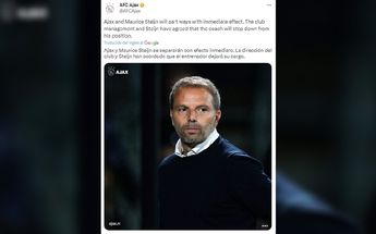 Tweet del Ajax tras destituir al entrenador Maurice Steijn / CORTESÍA: @AFCAjax