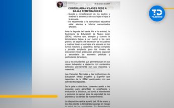 Clases en Nuevo León por frío intenso no se suspenden