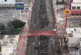 Trabajos sobre la avenida José Vasconcelos cerca del Centro de San Pedro. | Cortesía