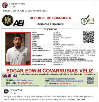 Mujer pidió ayuda para encontrar a su hermano / Captura de pantalla