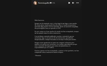 Florencia Guillot comunicado por ser cancelada tras polémica.