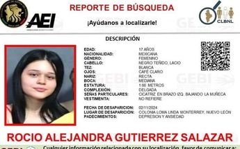 Familiares de la joven desaparecida en Monterrey indicaron que padece depresión y ansiedad. | Cortesía